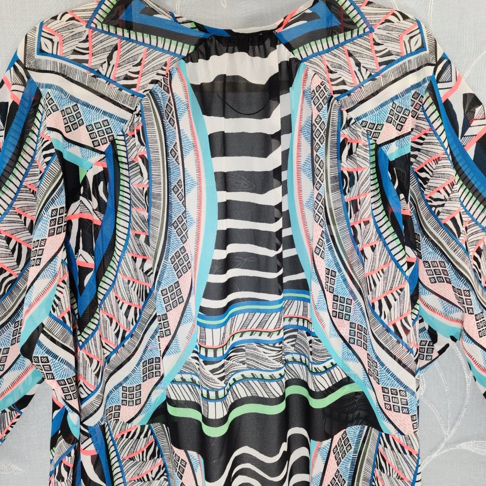 Retro Color Pop, Open Front Kimono, Coverup, Cardigan. Express (M) - Picture 5 of 5
